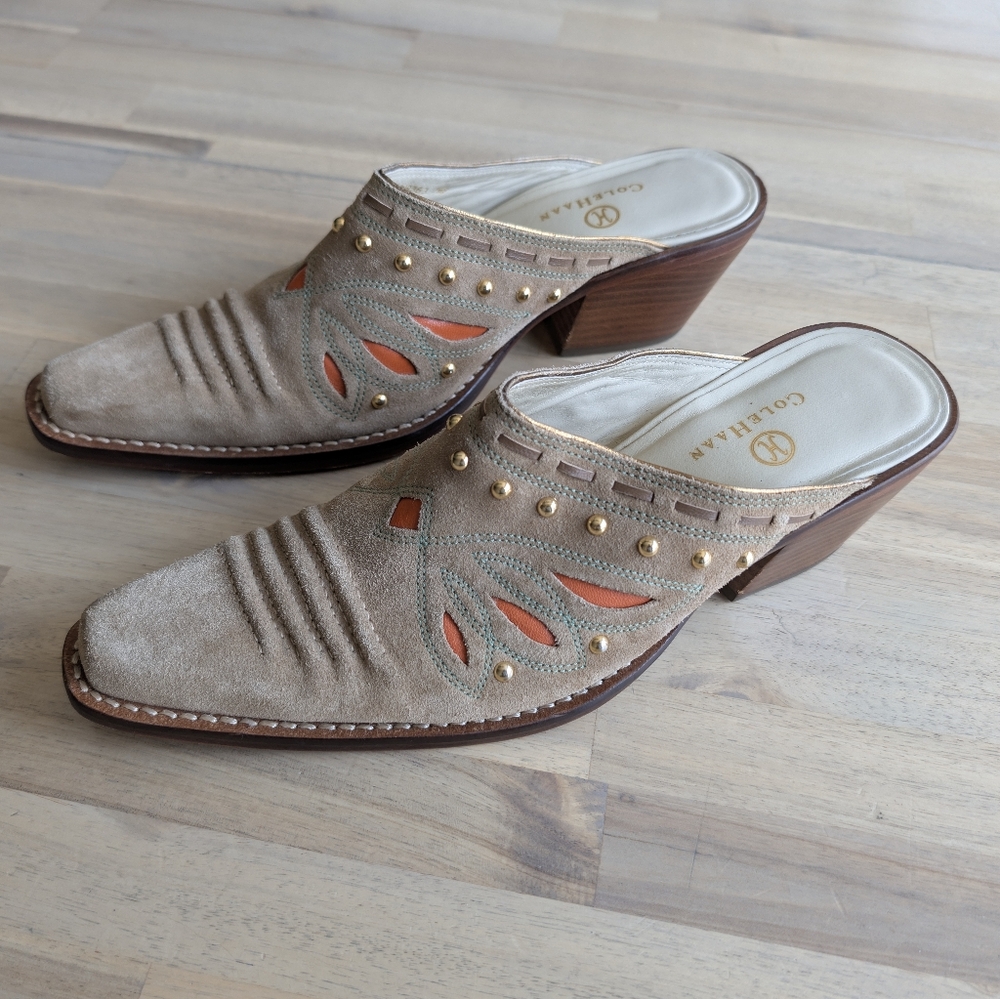 Cole Haan Western‎ Studded Mule Shoes (Size 7.5)